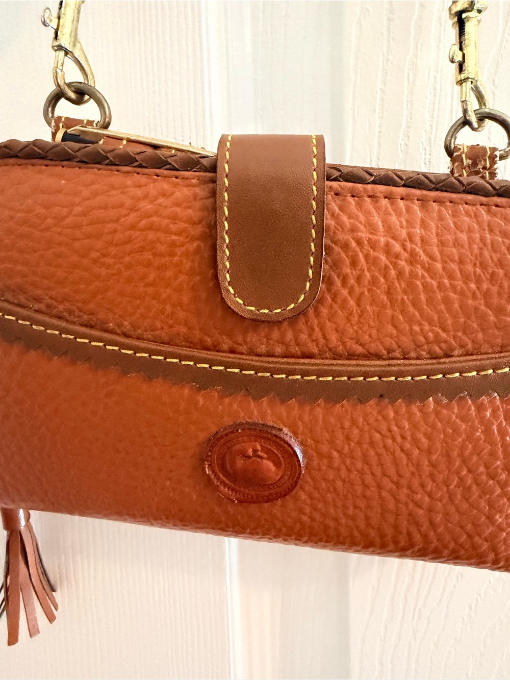 Dooney & Bourke Pebbled Leather Shoulder Agenda Bag in Cognac